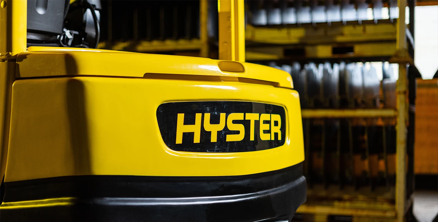 Back portion of a Hyster forklift.