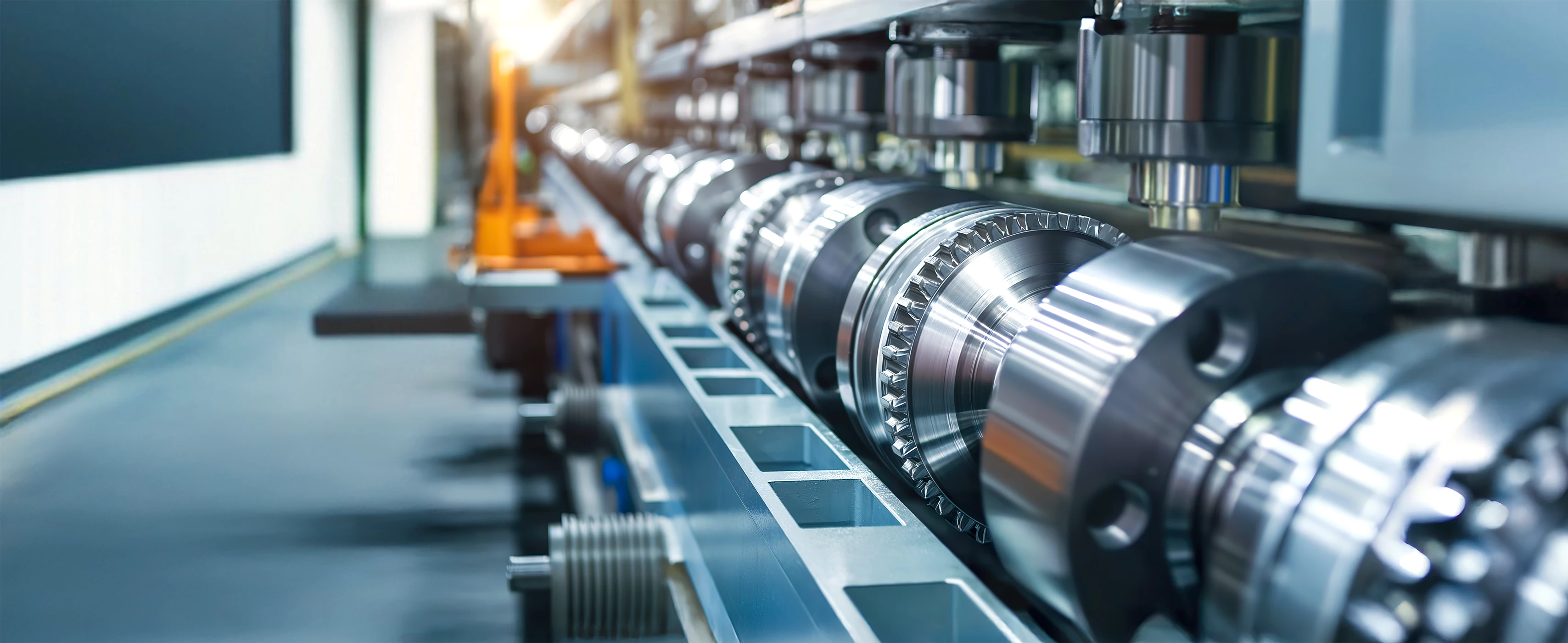 Parts on assembly line in manufacturing plant. 