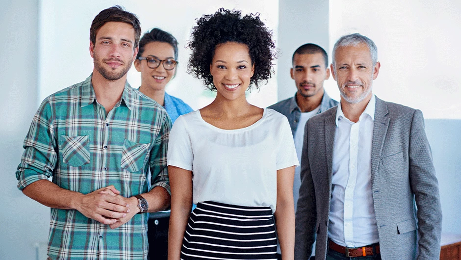 Group of smiling employees.